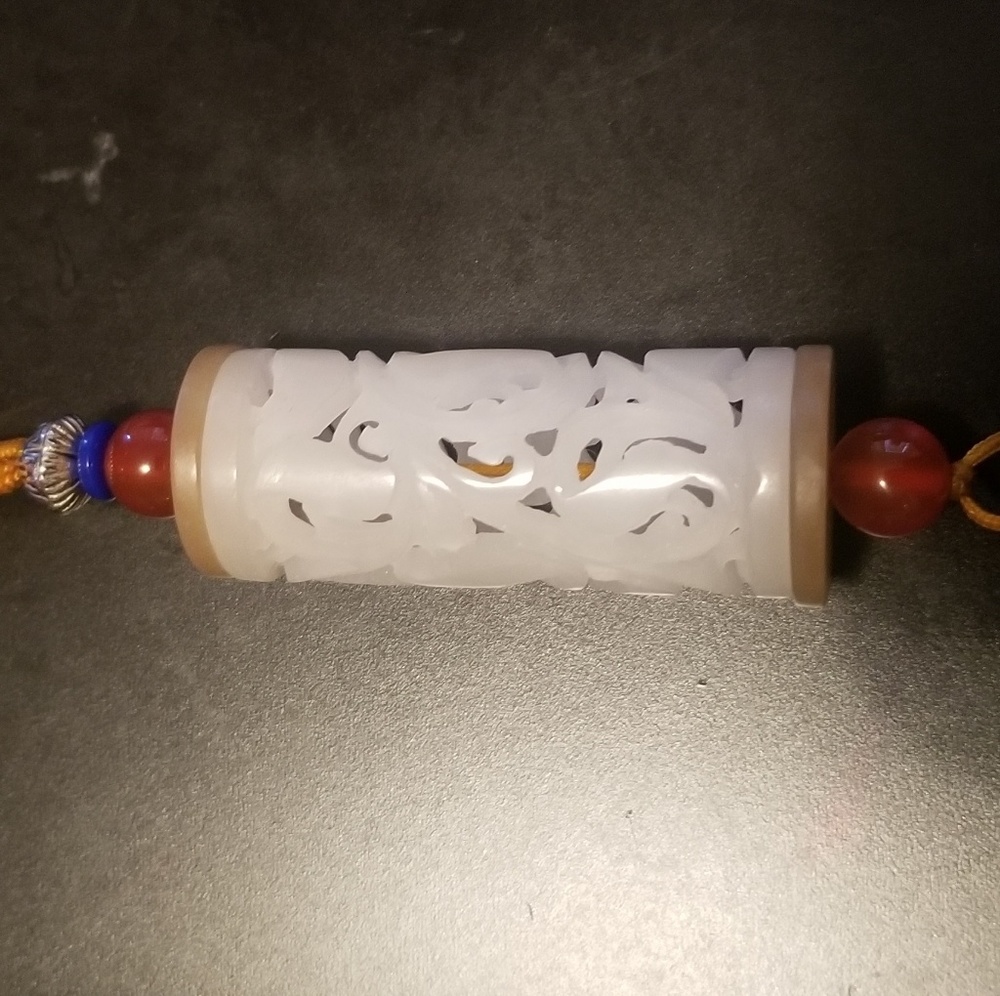 Hand carved imported white jade lucky pendant